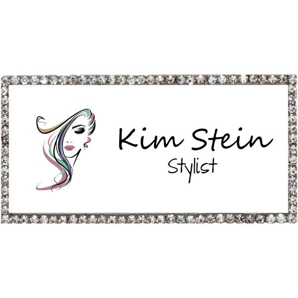 Bedazzled Hair Stylist Name Tag