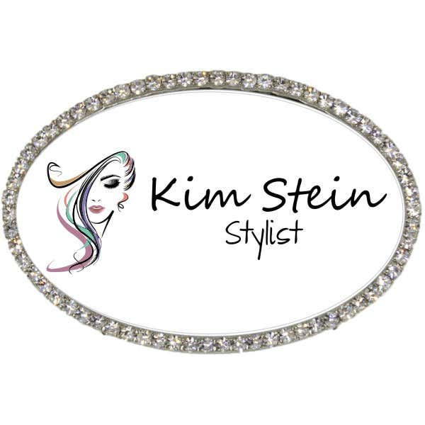 Bedazzled Hair Stylist Oval Name Tag