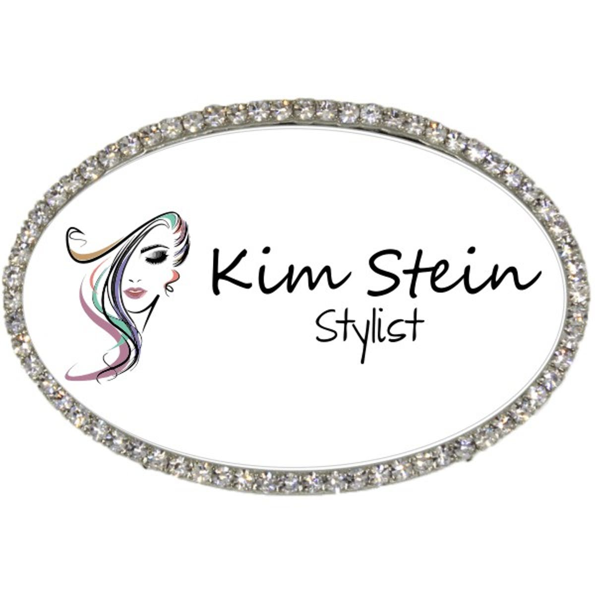 Bedazzled Hair Stylist Oval Name Tag