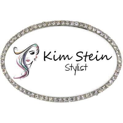 Bedazzled Hair Stylist Oval Name Tag