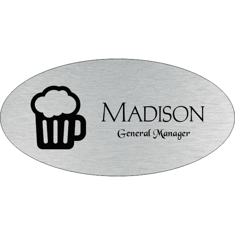 Beer Mug Oval Bar & Wine Name Tag
