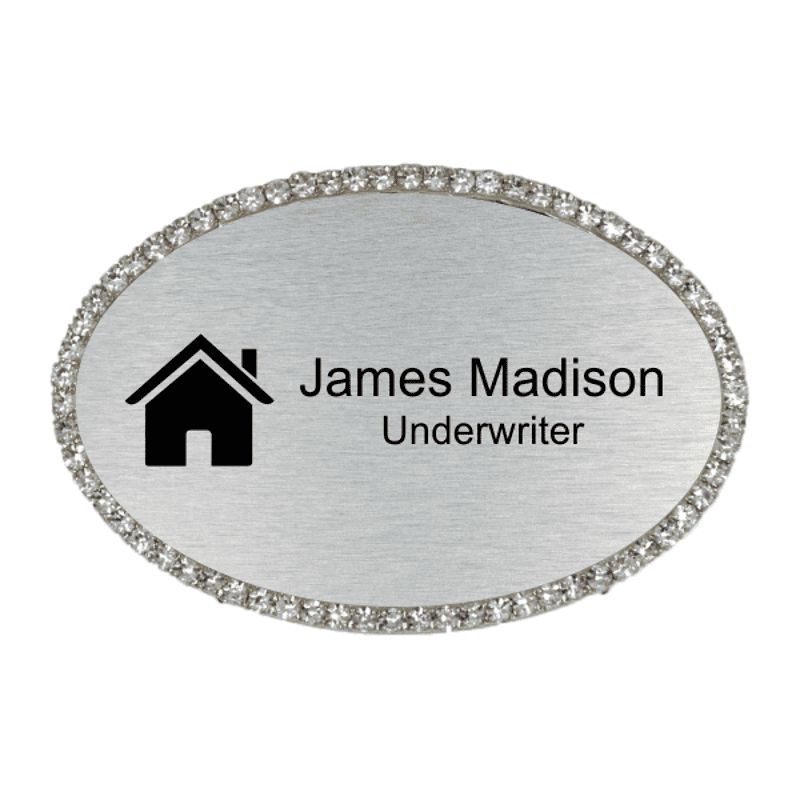 Bling Realtor Engraved Oval Name Tag