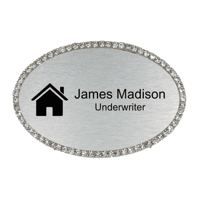 Bling Realtor Engraved Oval Name Tag
