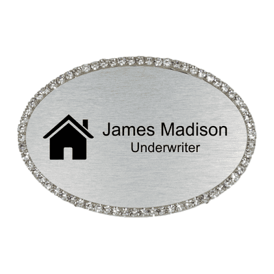 Bling Realtor Engraved Oval Name Tag