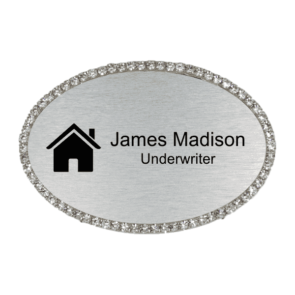 Bling Realtor Engraved Oval Name Tag
