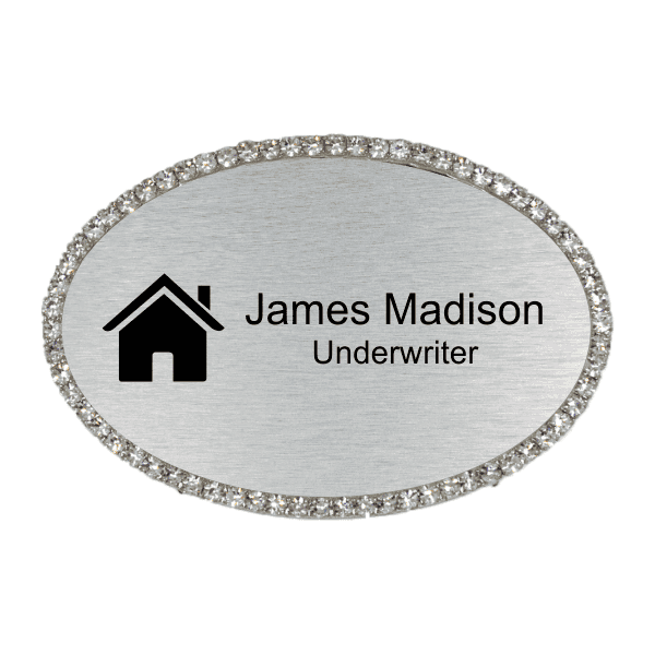 Bling Realtor Engraved Oval Name Tag