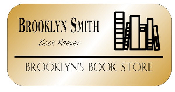 Book Store 3 Line Rounded Rectangle Name Tag