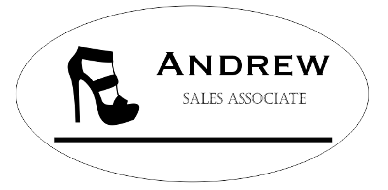 Shoe Store 2 Line Oval Name Badge