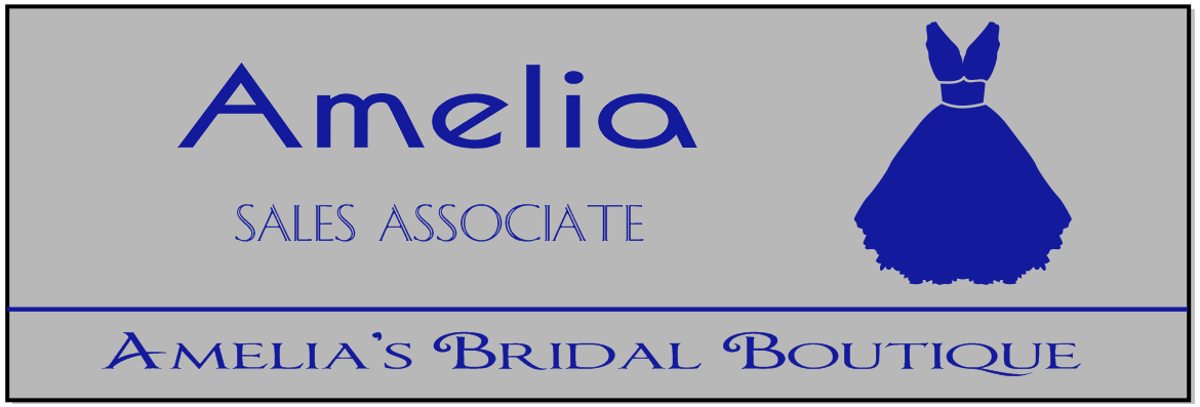 Bridal Shop 2 Line Rectangle Name Badge