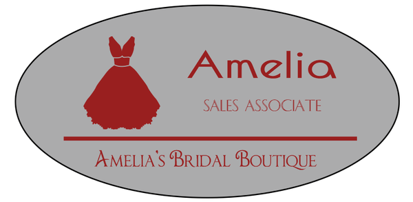Bridal Store 3 Line Oval Name Tag