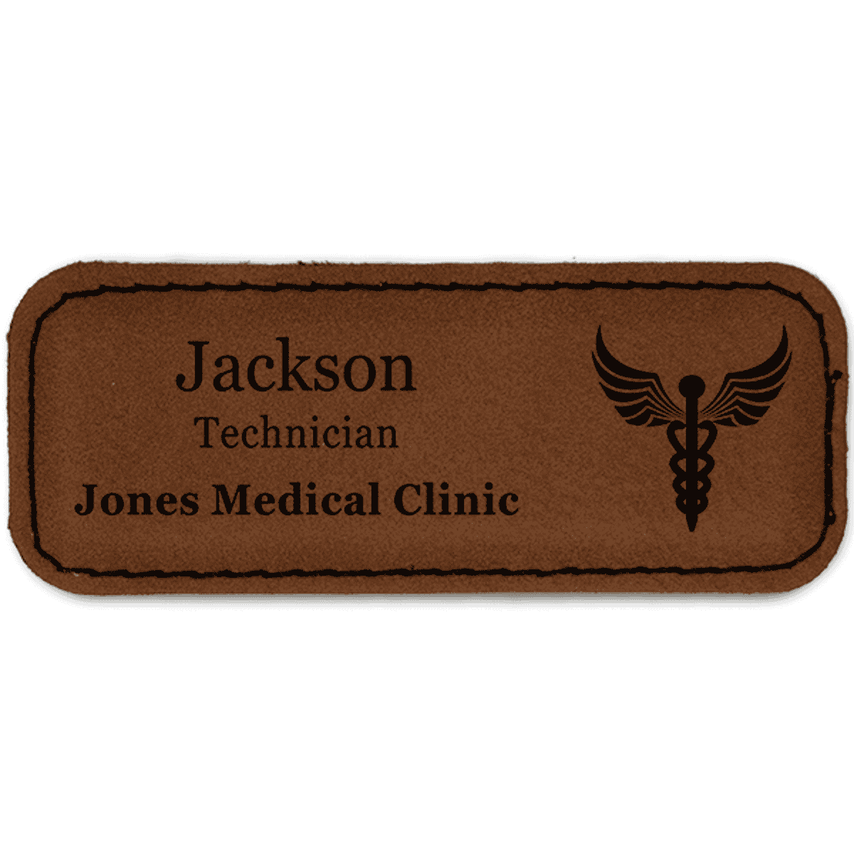 Caduceus Leatherette Name Tag