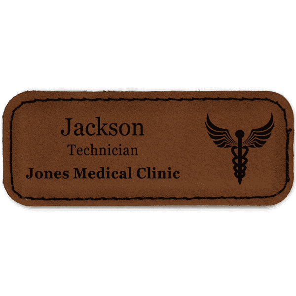 Caduceus Leatherette Name Tag