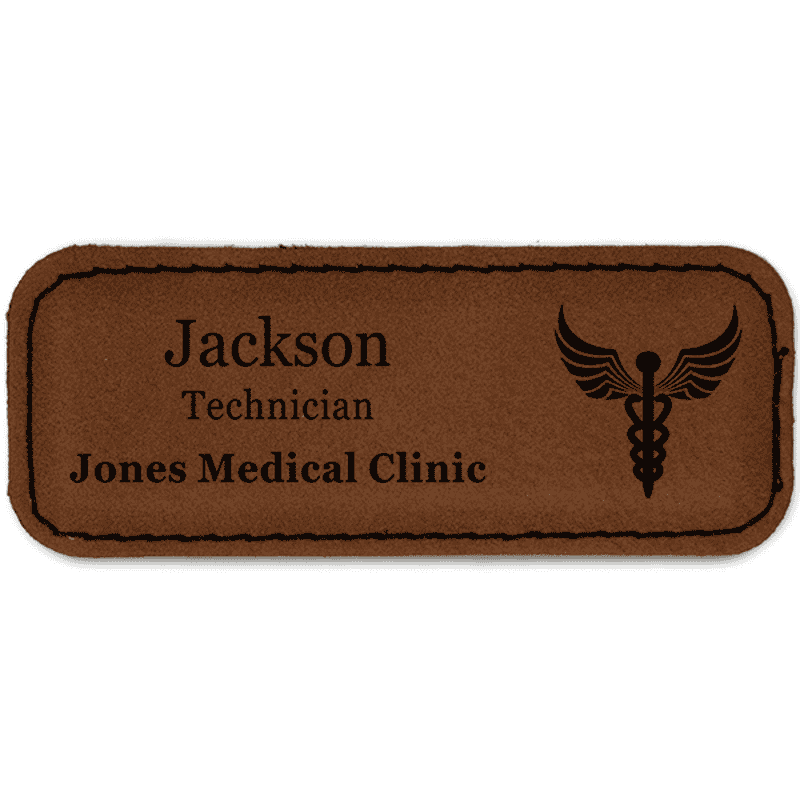 Caduceus Leatherette Name Tag