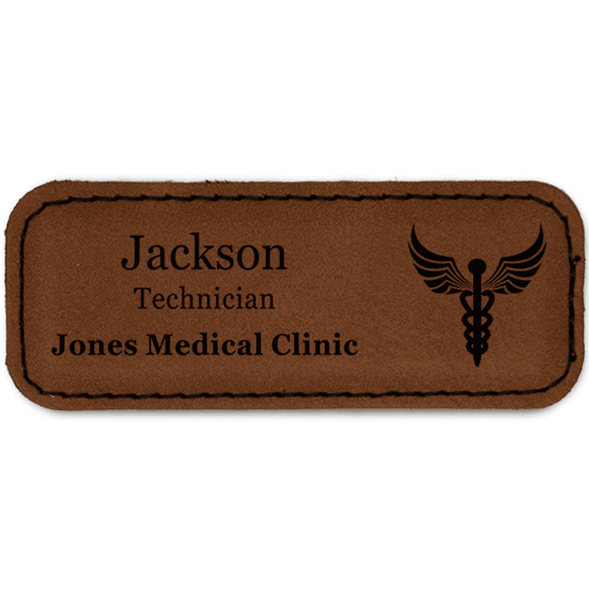 Caduceus Leatherette Name Tag