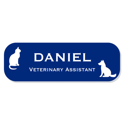 Cat Sitting Across From Dog Veterinary Name Tag