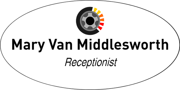 Tire Centered Full Color Oval Name Tag
