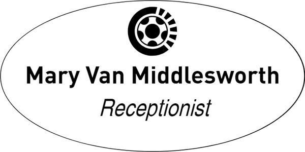 Tire Centered Engraved Oval Name Tag