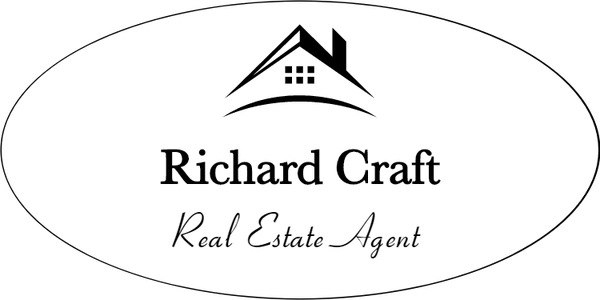 Centered Real Estate Engraved Oval Name Tag