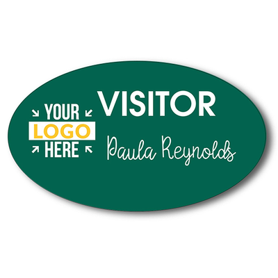 Visitor Chalkboard Reusable Oval Name Tag - alternate view