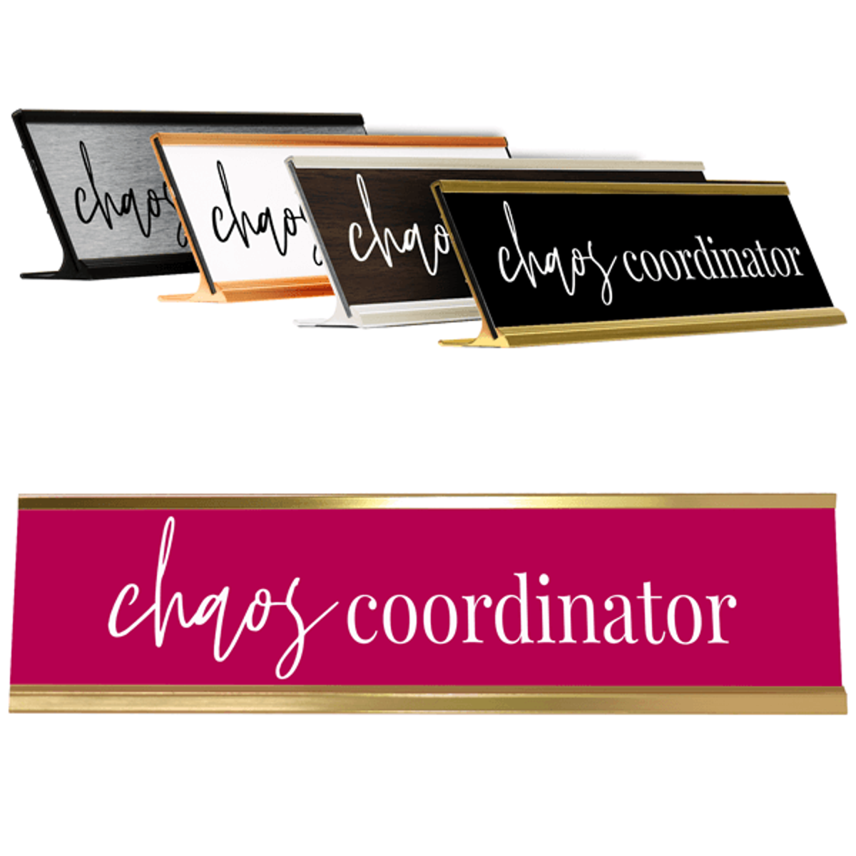 Custom desk plate in various color options 