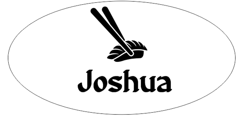 Oval 1 Line Sushi Restaurant Name Badge C
