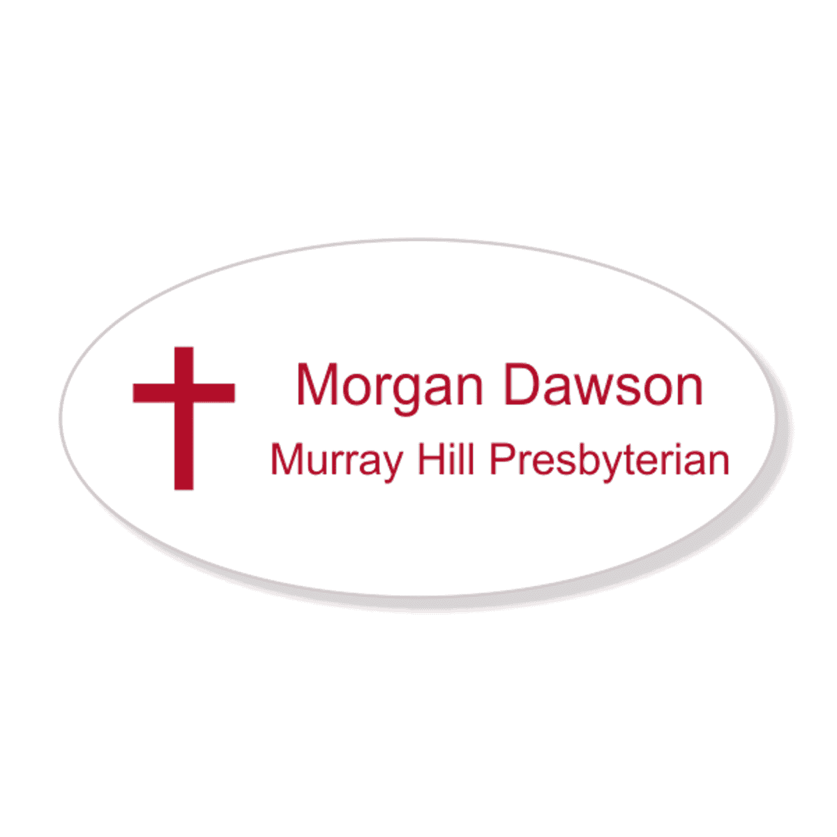 Christian Cross Engraved Name Tag - Oval