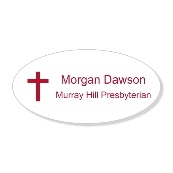 Christian Cross Name Tag - Oval