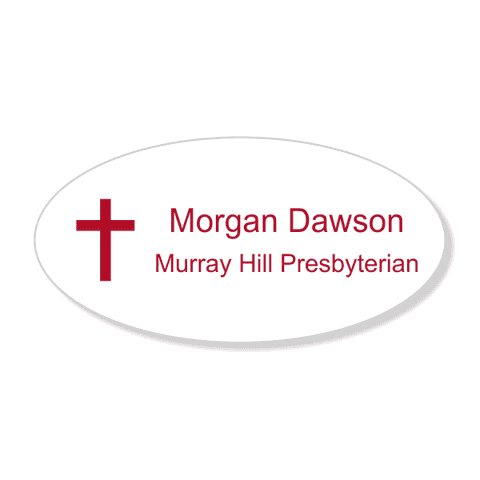 Christian Cross Name Tag - Oval