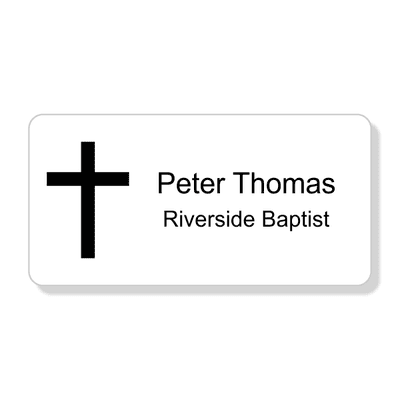 Christian Cross Full Color Name Tag - Rectangle