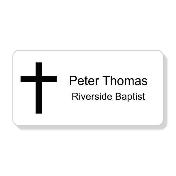 Christian Cross Full Color Rectangle Name Tag
