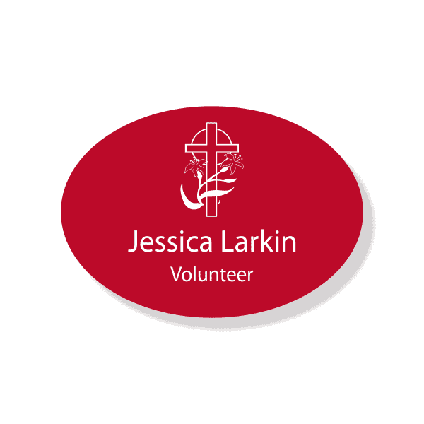 Lily Cross Faith Engraved Name Tag - Oval