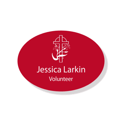 Lily Cross Faith Engraved Name Tag - Oval