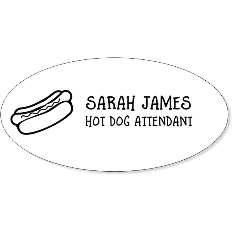 Classic Engraved Oval Hot Dog Name Tag