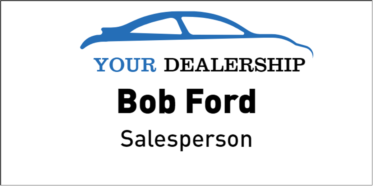 Color Car Dealer Name Tag