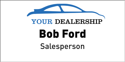 Color Car Dealer Name Tag