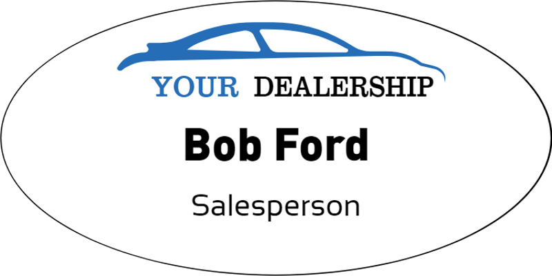 Color Oval Car Dealer Name Tag