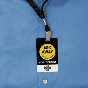 Volunteer How May I Help You Custom Photo ID Badge Back