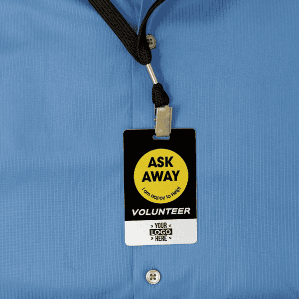 Volunteer How May I Help You Custom Photo ID Badge Back