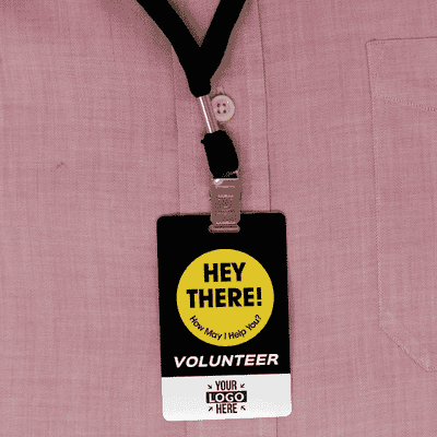Volunteer How May I Help You Custom Photo ID Badge - alternate view