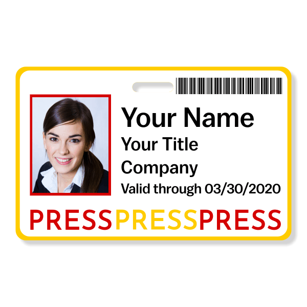 Colorful Barcoded Press Pass ID Badge
