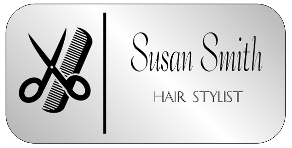 Hair Salon 2 Line Rectangle Name Tag