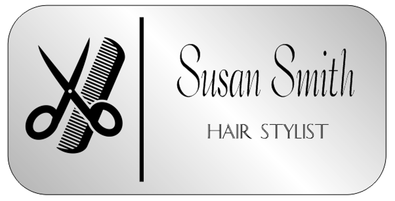 Hair Salon 2 Line Rounded Rectangle Name Badge A