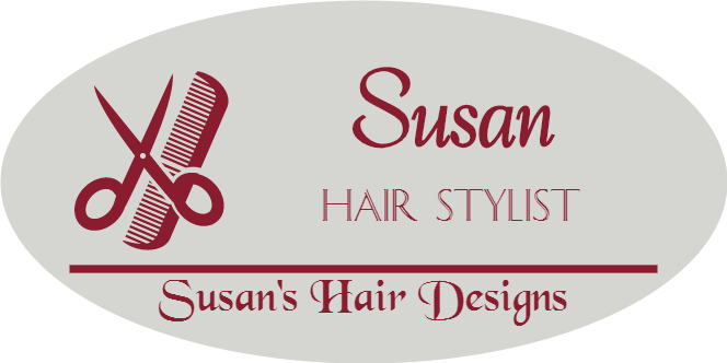 Comb and Scissors 3 Line Oval Hair Salon Name Tag