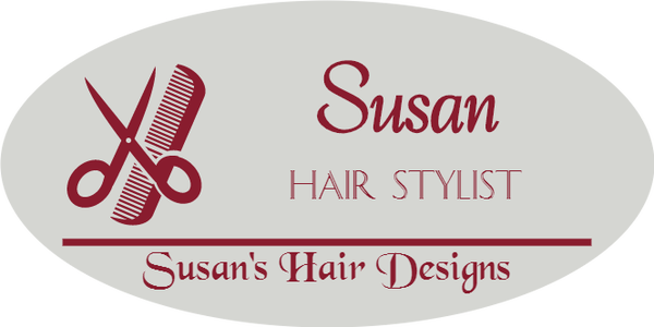 Hair Salon 3 Line Oval Name Tag