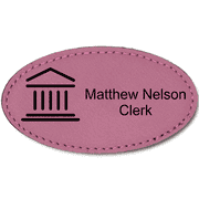 Courthouse Leatherette Oval Law Office Name Tag