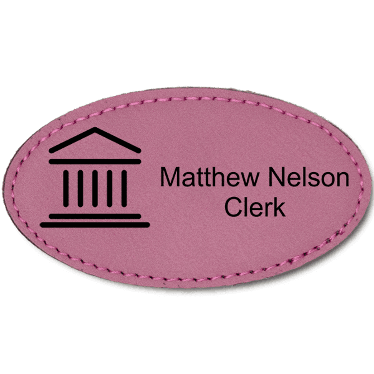 Courthouse Leatherette Oval Law Office Name Tag