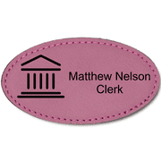 Courthouse Leatherette Oval Law Office Name Tag
