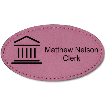 Courthouse Leatherette Oval Law Office Name Tag