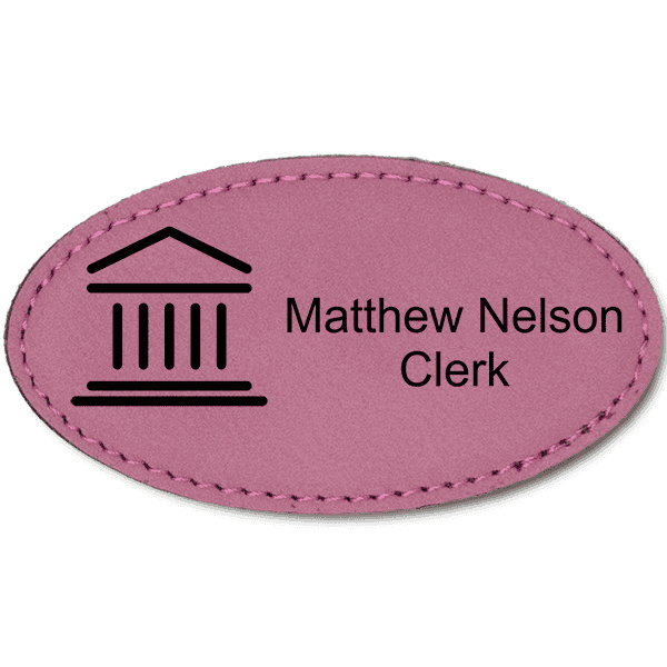 Courthouse Leatherette Oval Law Office Name Tag