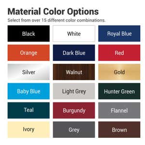 The various compliant color options for ADA signs